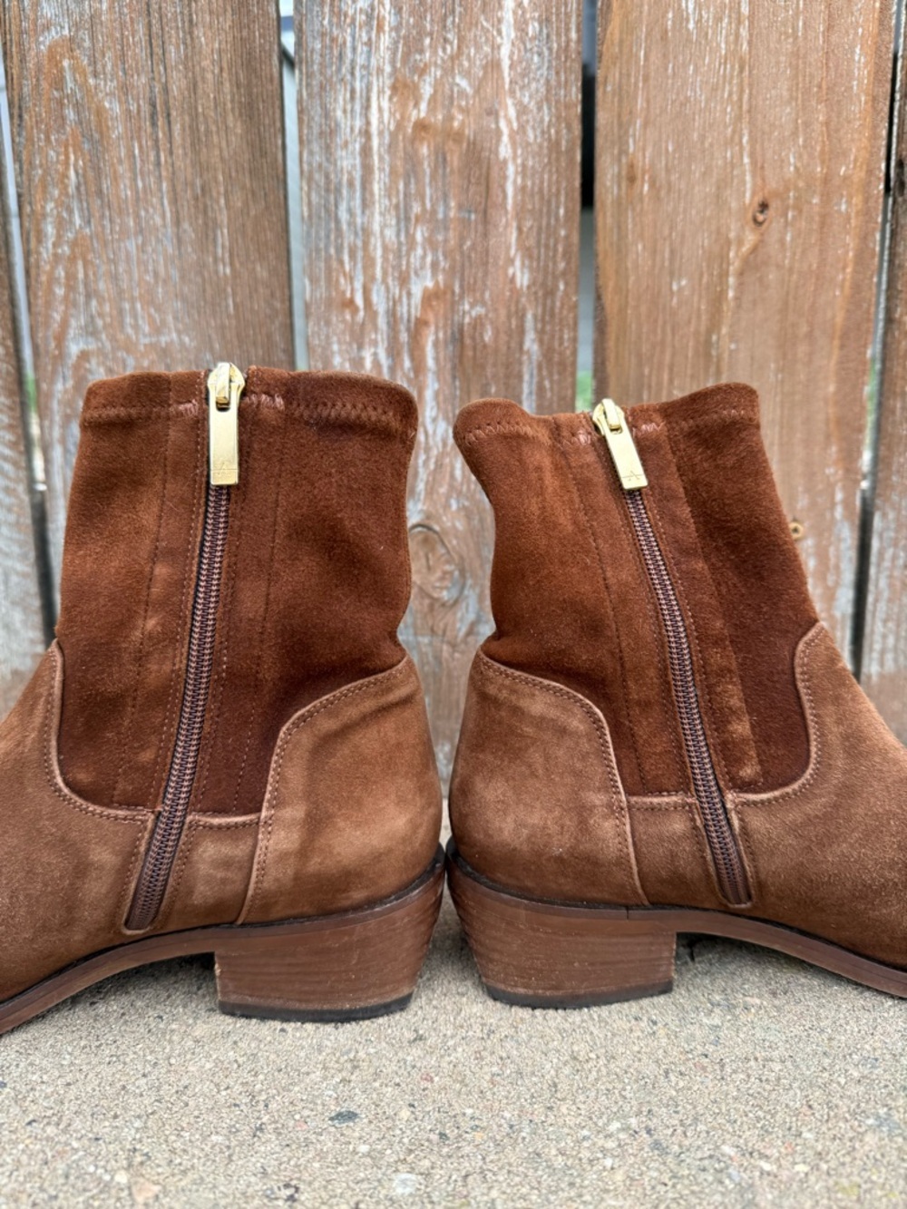 Aquatalia Women’s Brown Leather Sock Ankle Boot Side Zip Almond Toe Size 7 - Picture 4 of 15